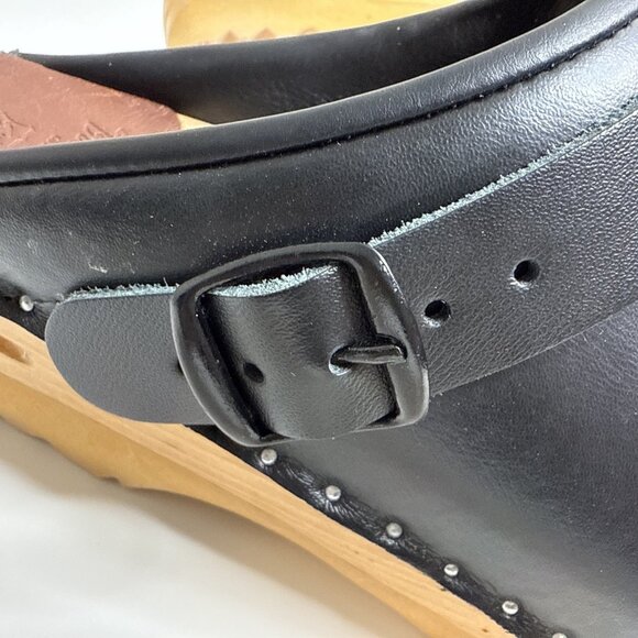 TROENTORP Johansson Swedish Clogs 38 Womens size 8 - 8.5 Black Leather Mules - Picture 15 of 15